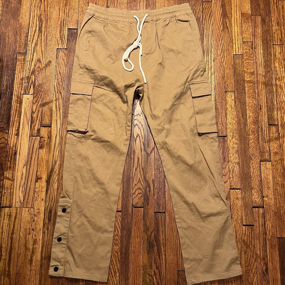 KDNK Tan Cargo Jogger Pants Drawstring Utility Streetwear Mens Large